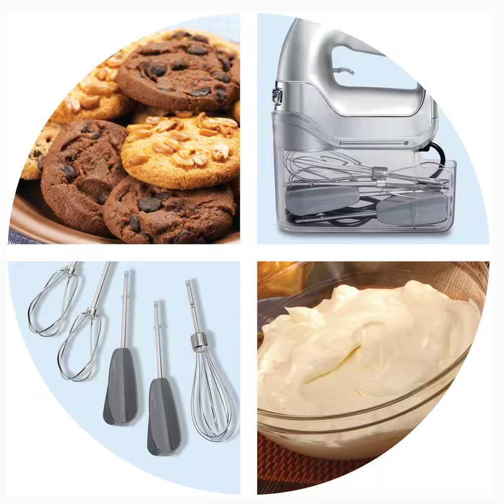 5-Speed Silver Hand Mixer with Easy Clean Beaters