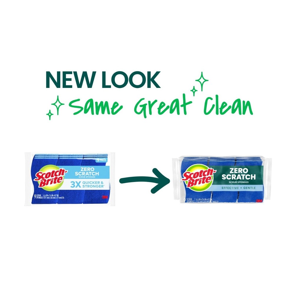 Non-Scratch, Zero Scratch Scrub Sponges, 9 Sponges