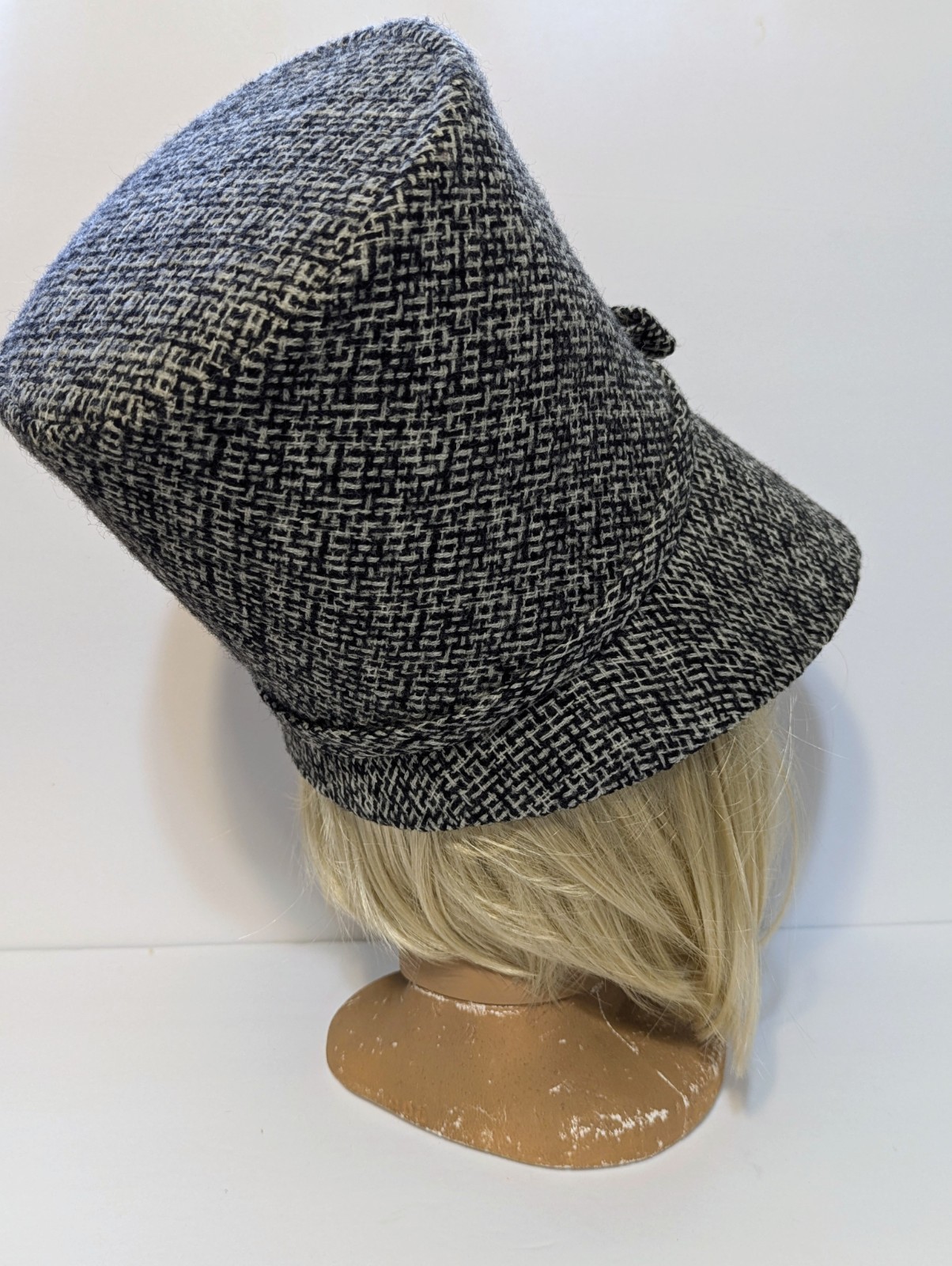 Vtg 60s 70s Tweed Tall Stovepipe Hat Womens Cates First Ave Mod Groovy Unique