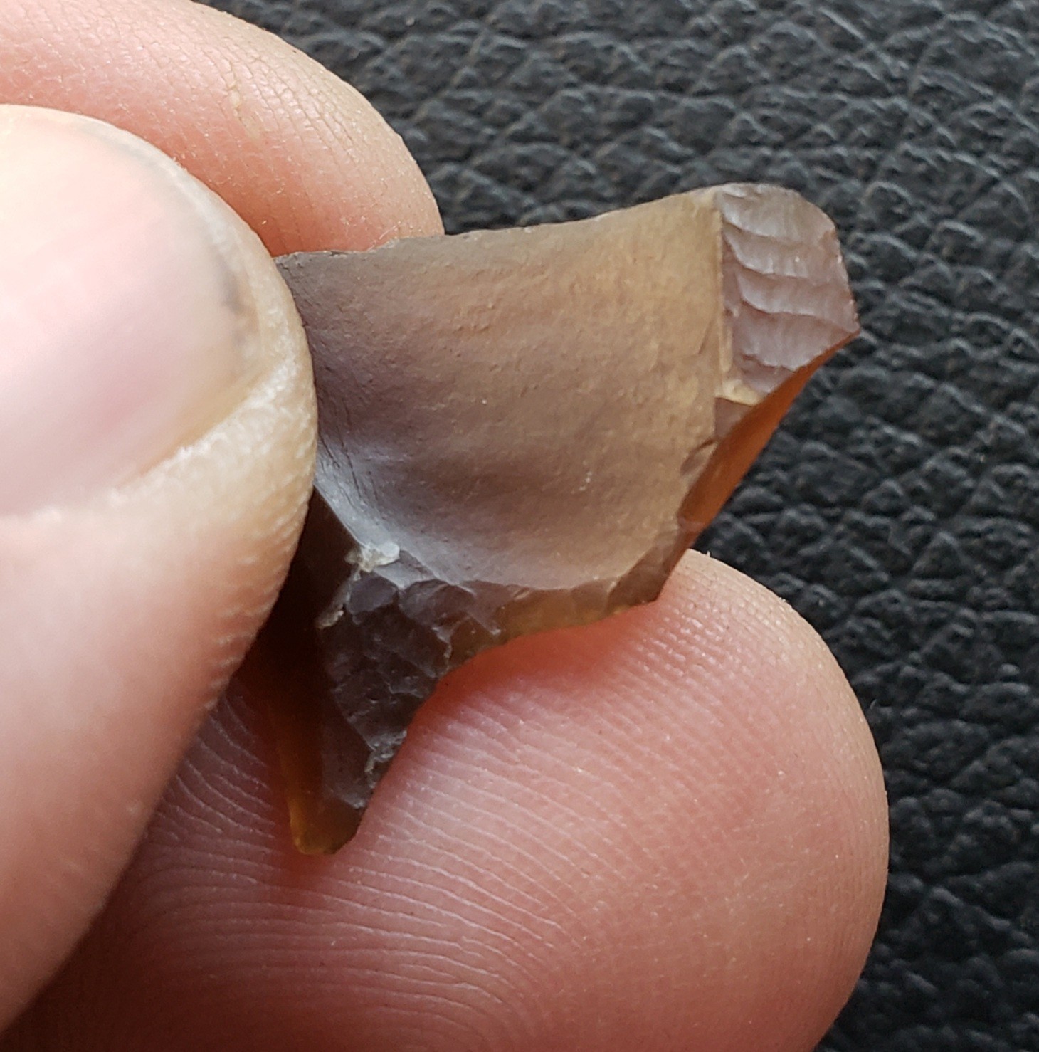 3/4" x 13/16" Knife River Flint Folsom Arrowhead Base- Mountrail County, ND