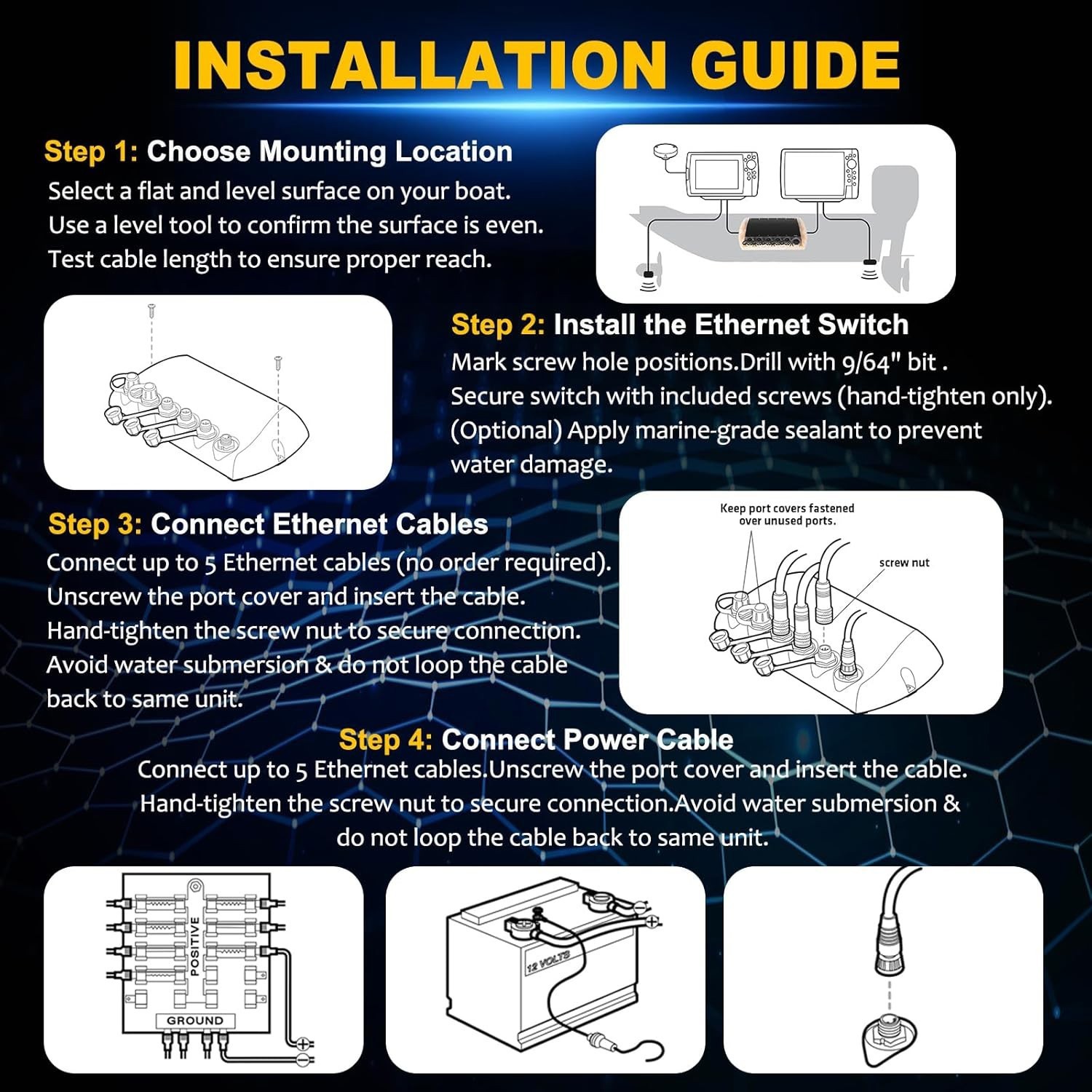 For Humminbird As Eth 5pgl 411850-1 5 Port Ethernet Switch Black