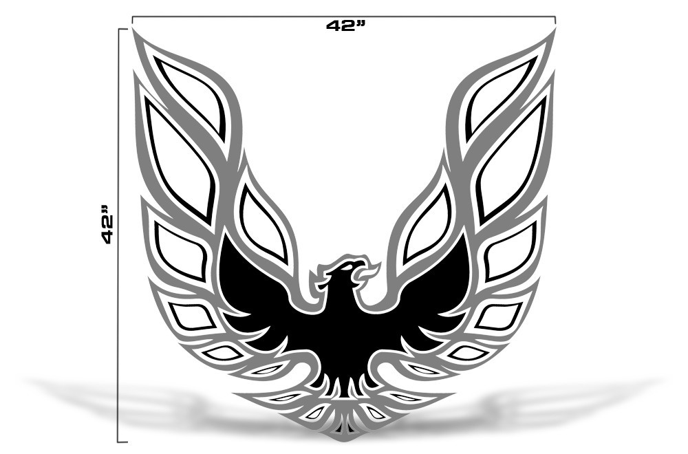 42" X 42" Firebird Hood Graphic Decal Sticker For Pontiac Trans Am Grey Black