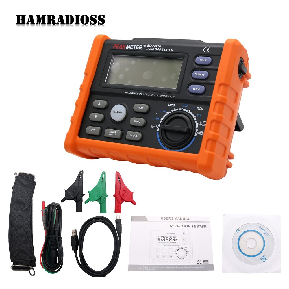 Loop Resistance Tester Digital RCD Tester Multimeter MS5910 &