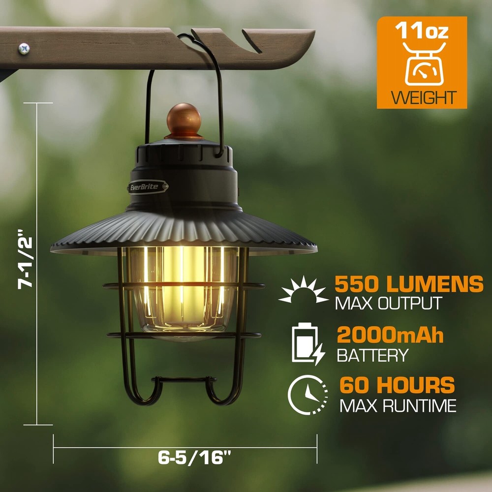 EverBrite LED Camping Lantern 3 Lights Modes Lanterns USB C Rechargeable Lantern