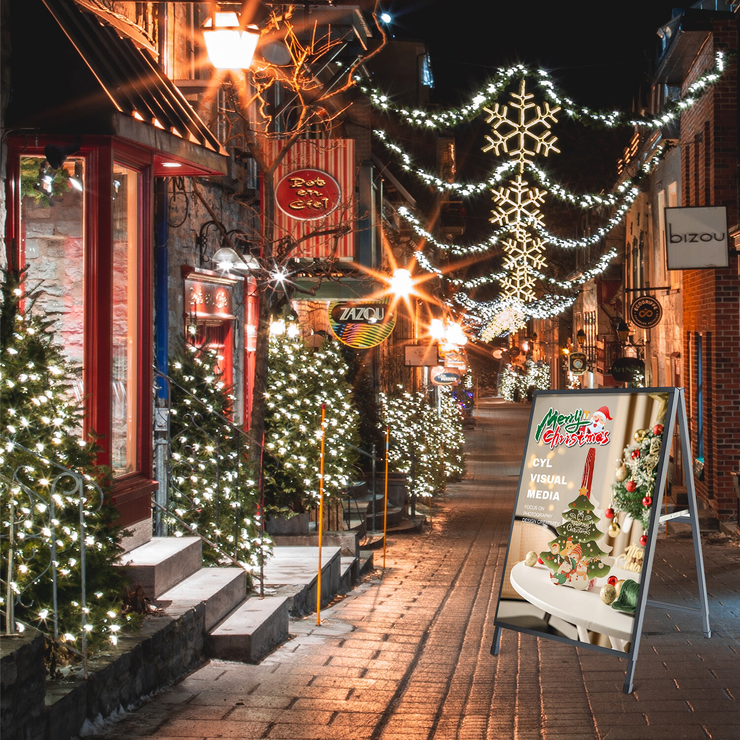 A Frame Sidewalk Sign, Heavy Duty Sandwich Board Signs 24x36 in(print included)