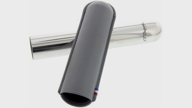 S.T. Dupont Leather & Metal Adjustable Cigar Case For 1 Cigar 183003 New In Box