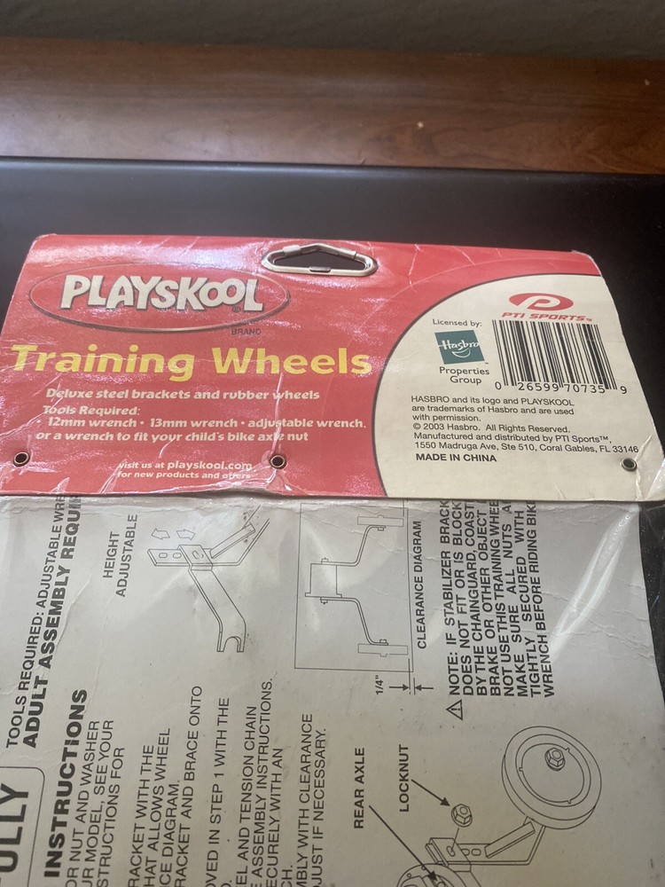 Vintage Playskool Metal Training Wheels & Brackets New