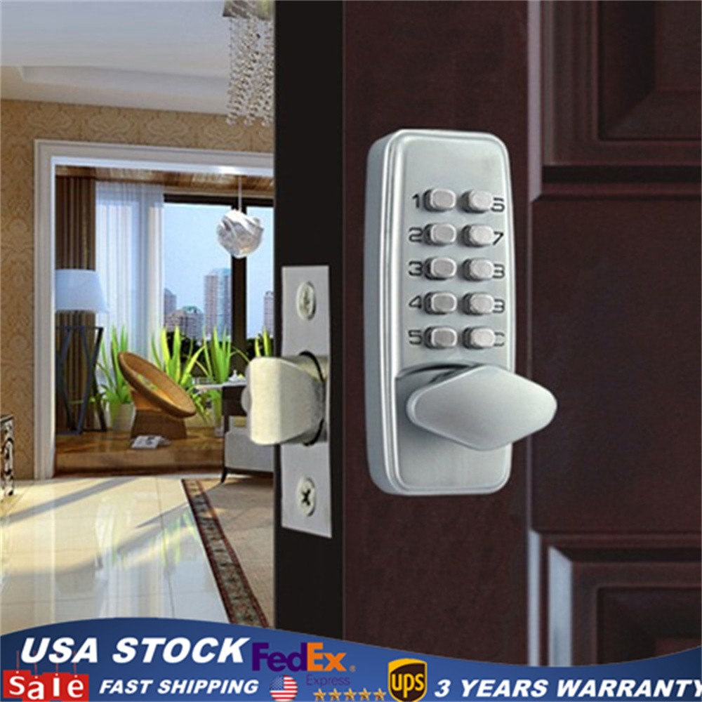 Digital Mechanical Door Lock Code Push Button Keyless Combination Knob Lock Set