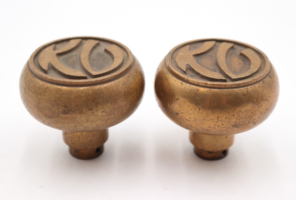 Pair of 1930s Bronze Knickerbocker Village Door Knobs