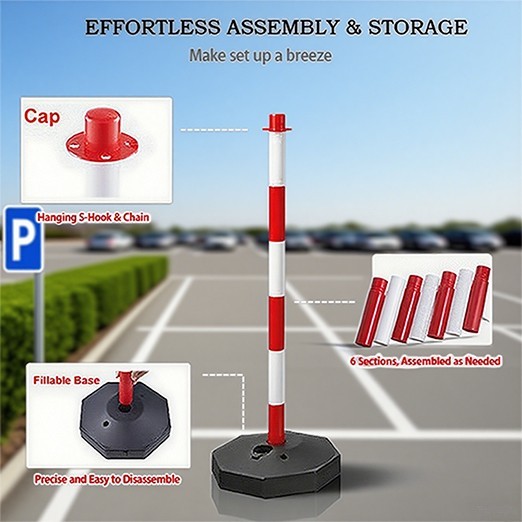 Adjustable Traffic Delineator Post Cones, 6 Pack