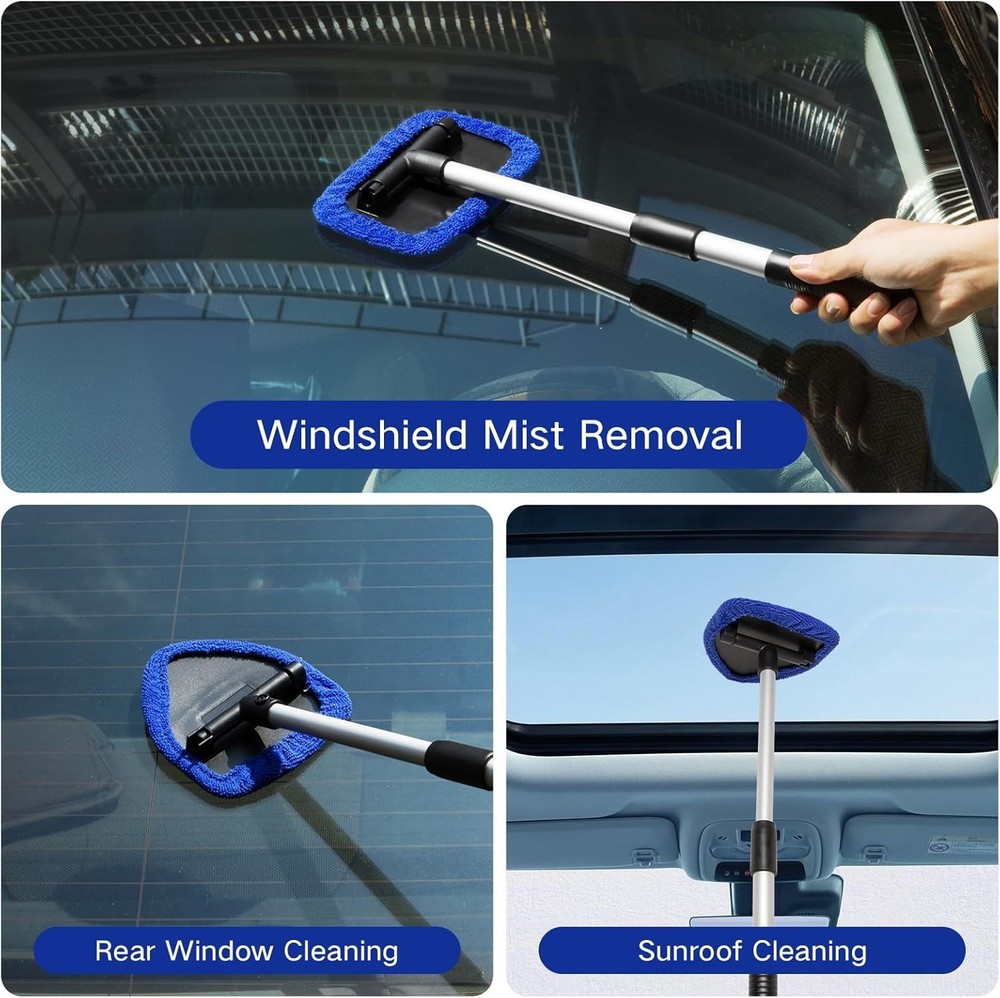 Car Windshield Cleaner Kit 10pcs Extendable Microfiber Pads Spray Brush