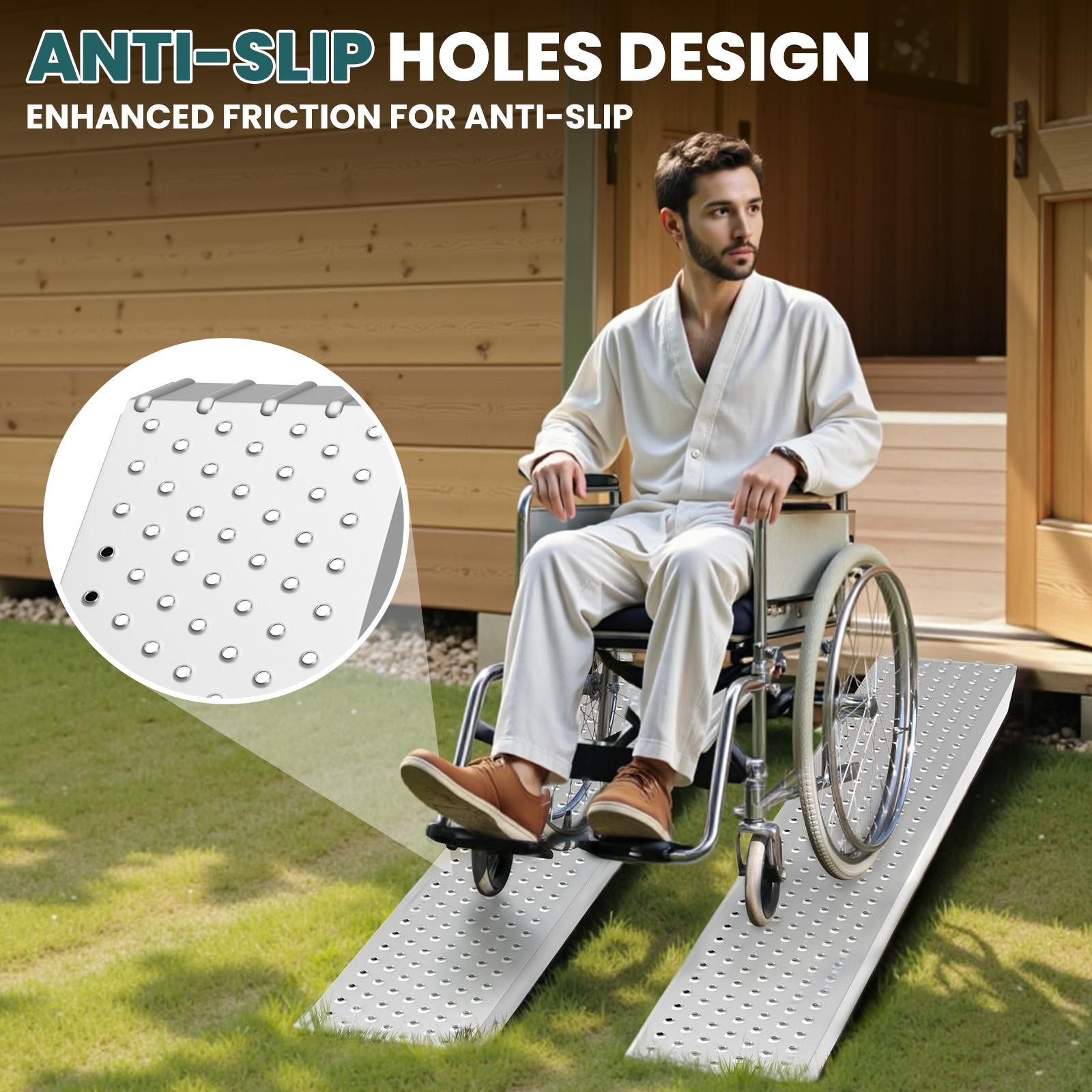 63'' Aluminum Loading Ramps, 880LBS Anti-Slip Portable Ramps, Motorcycle 2 Pack