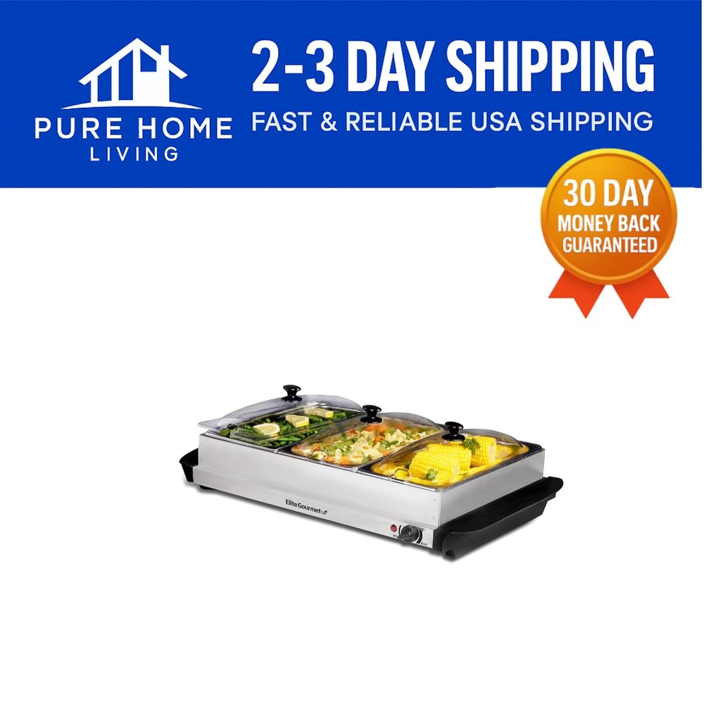 Dishwasher Safe Buffet Server with 3 Clear Lid Trays for Easy Entertaining