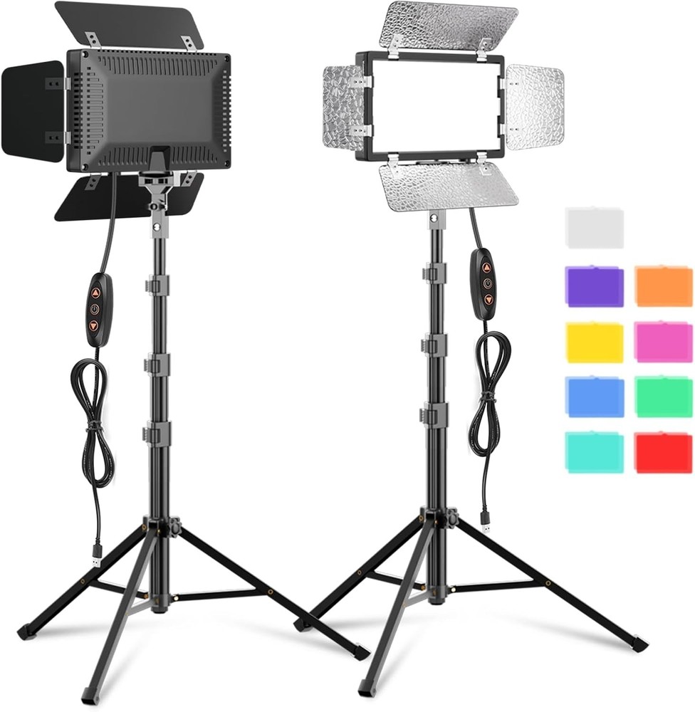 Versatile Photography Lighting Kit with 2 LED Lights & Dimmable Brightness