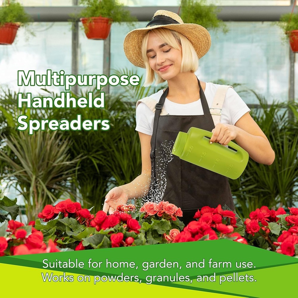Versatile 2-Set Handheld Spreaders 2L for Seeds, Salt, & Fertilizer - Adjustable