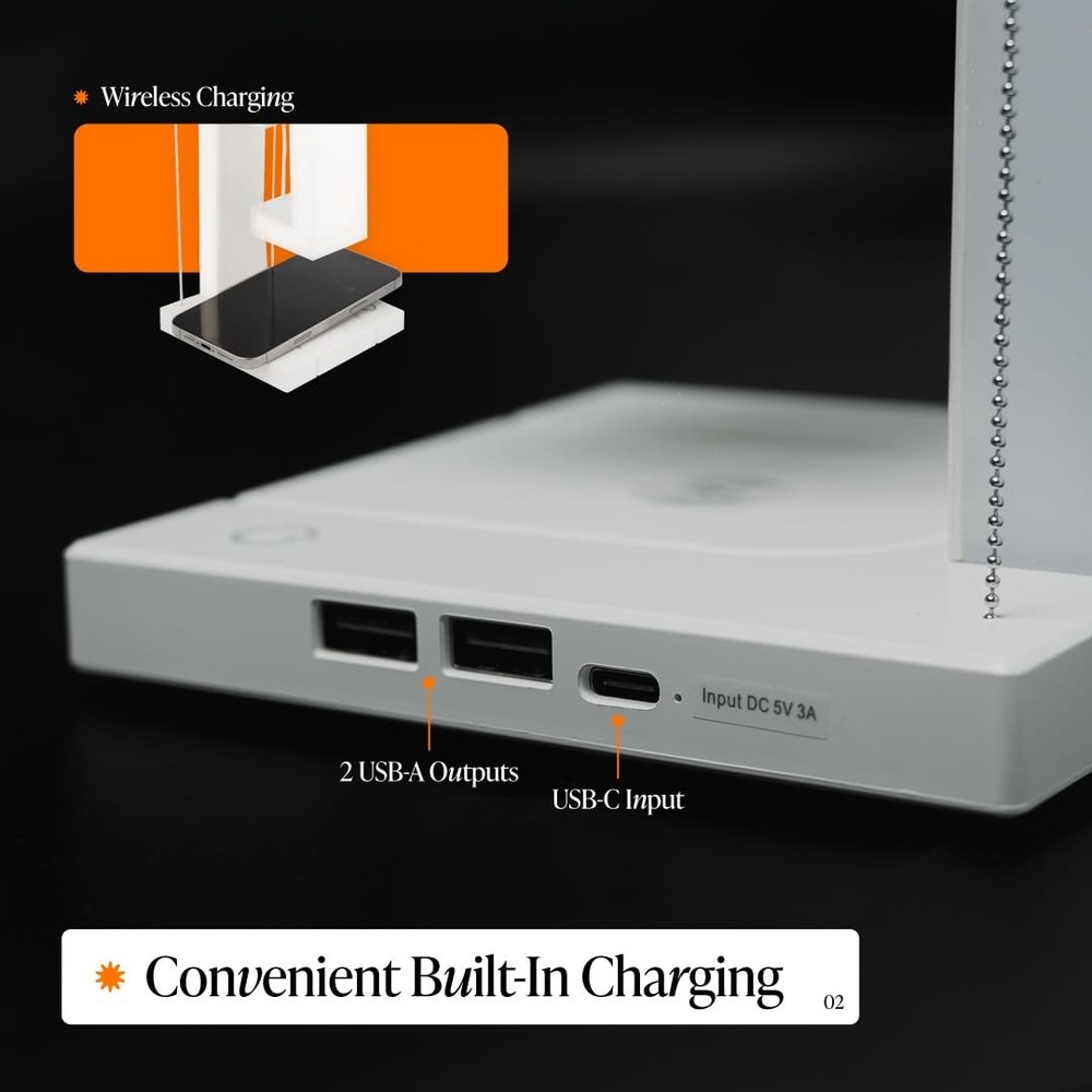 Floating Desk Lamp - Levitating Table with Wireless Charging and White