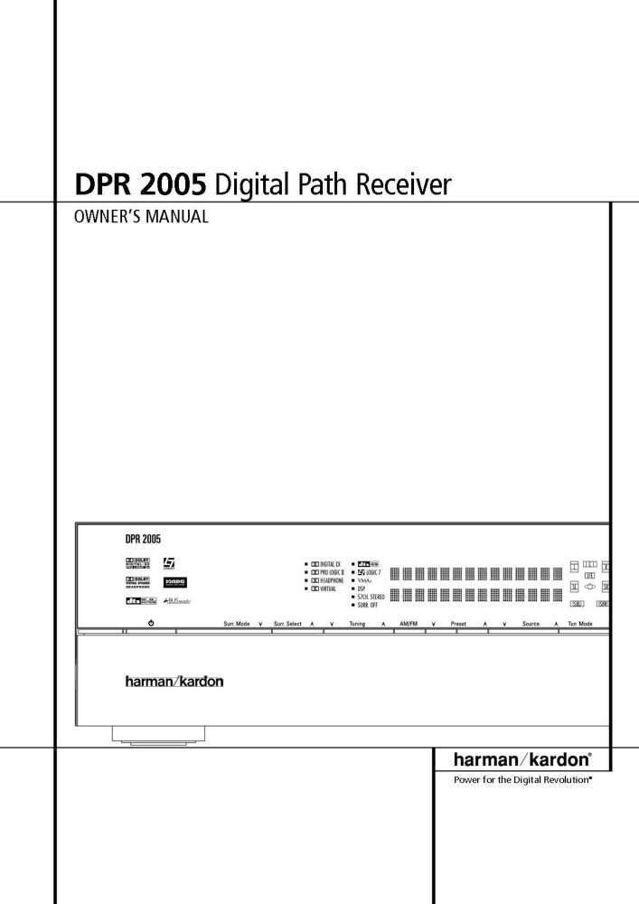 Harman Kardon DPR-2005 Receiver Owners Manual