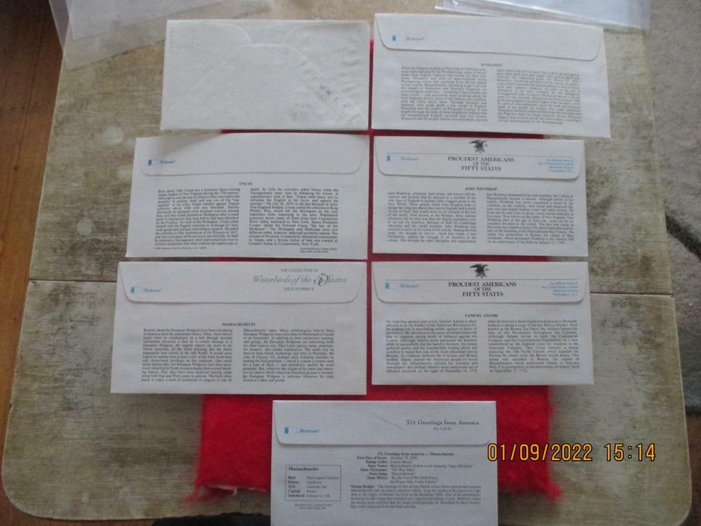 Massachusetts: 7 Various First Day Covers