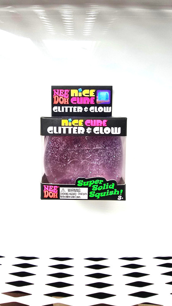 PURPLE NEEDOH NICE CUBE GLITTER & GLOW! NEW! SUPER SOLID SQUISH!