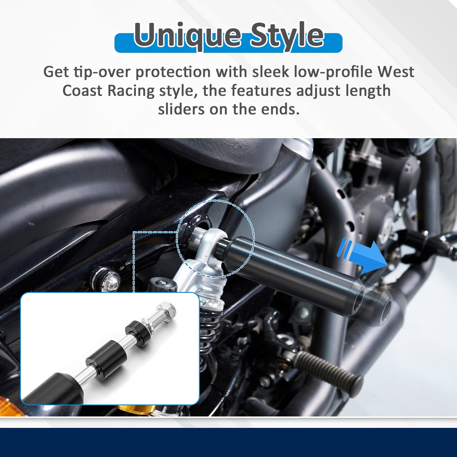 Upper Shock Mount Frame Slider Crash Bar For Harley Dyna FXDB/I FXDLS 2006-2017