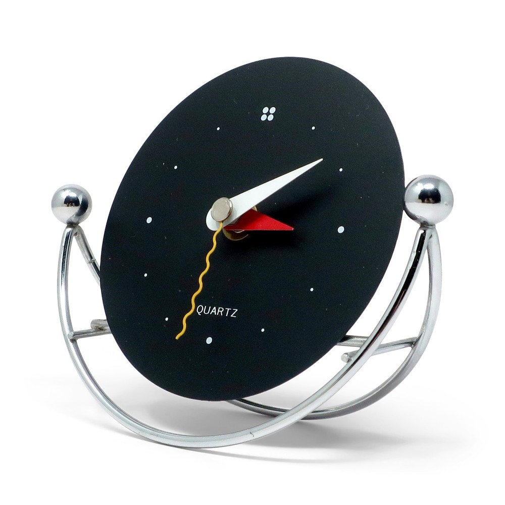 1980s Postmodern Chrome Rocking Desk Clock