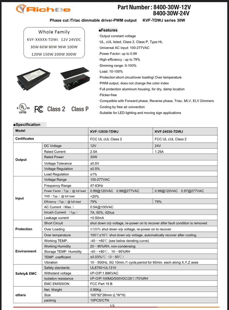 Richee Dimmable LED Driver (Phase Dimming)