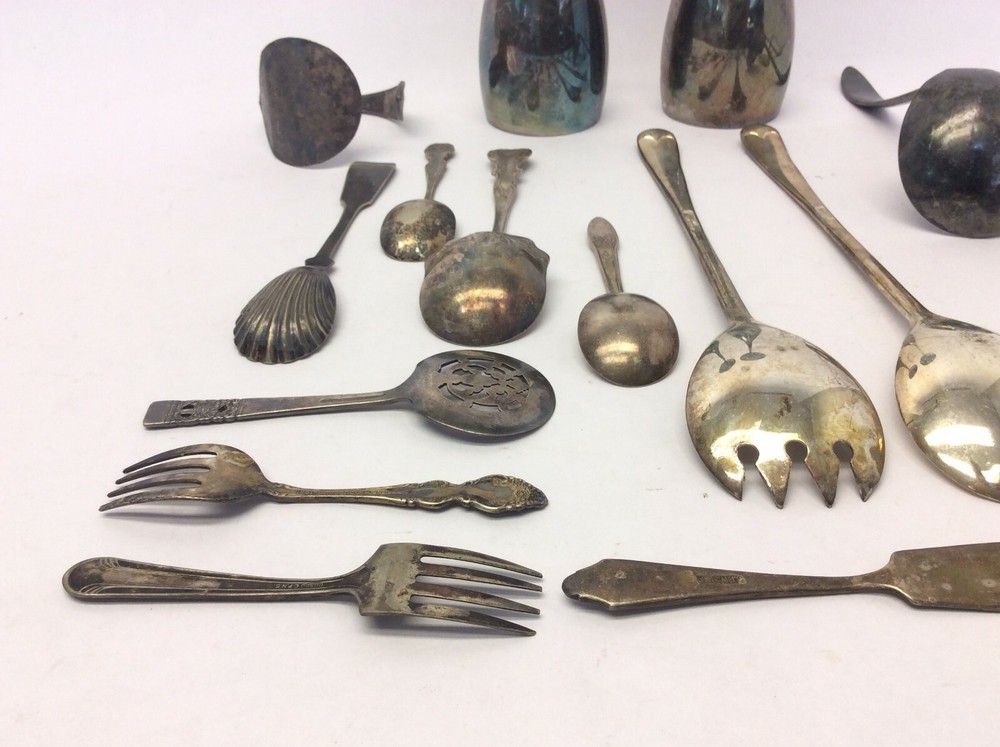 Mixed Vintage Lot Used Kirk Stieff Oneida Goblets Cups Silverplate Spoons