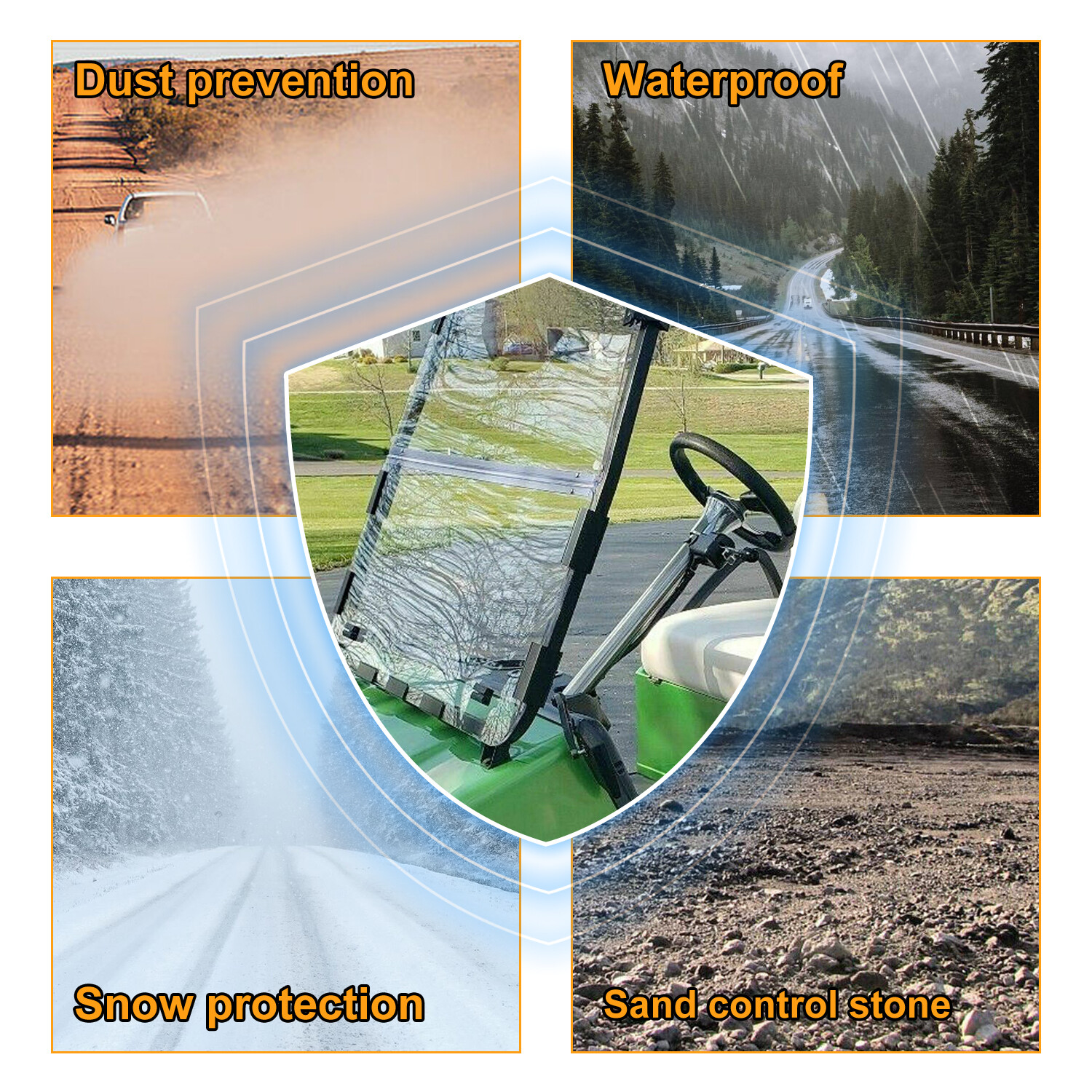 Golf Cart Fold Down Acrylic Clear Windshield For Club Car DS 2000.5-Up