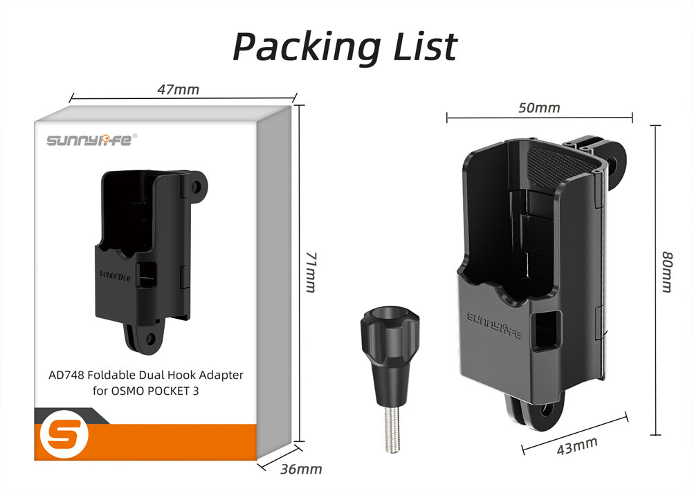 Foldable Expansion Dual Hooks Adapter Protective Case Brackets for DJI Pocket 3