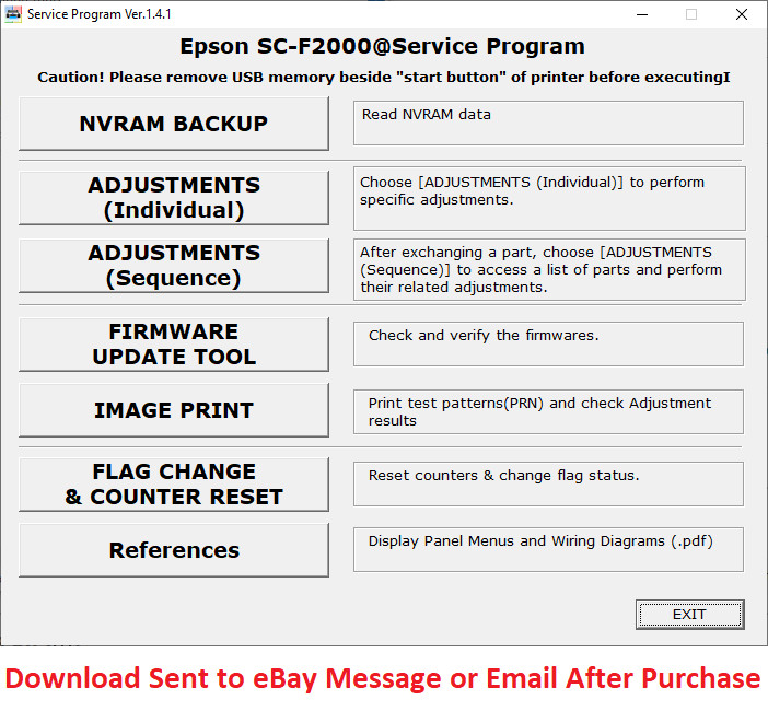 Epson Plotter Service Program SureColor F2000 + Service Manual