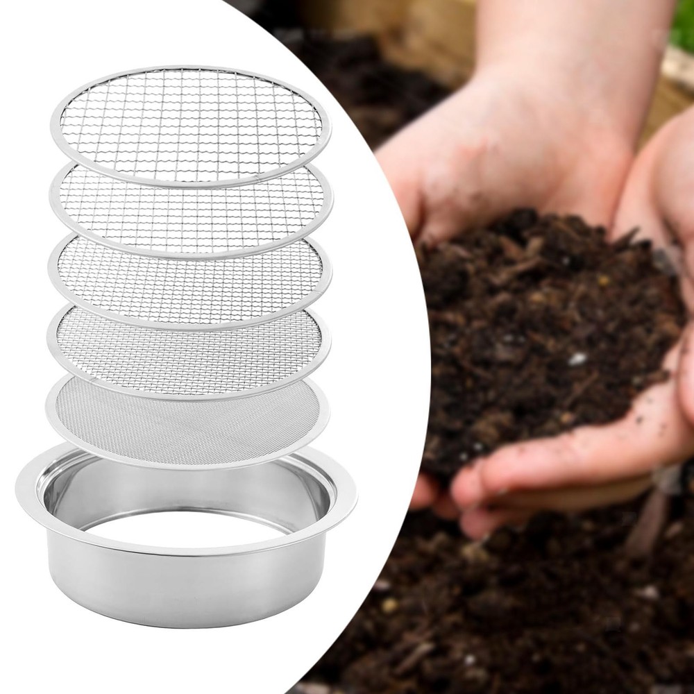 Soil Sifter Soil Sieve Set Fine Mesh with 5 Interchangeable Filter Mesh Sizes