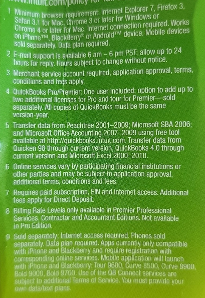 Intuit QuickBooks Pro 2011 - Full Version for WIN XP SP2/Vista/7 NEW Sealed READ