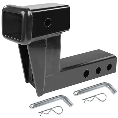 Trailer Hitch Riser for 2" Receivers, 6" Rise or Drop Solid‑Steel Height
