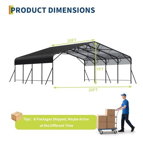 Heavy Duty Metal Carport 20 x 20 ft Outdoor Car Shelter Garage for Boats