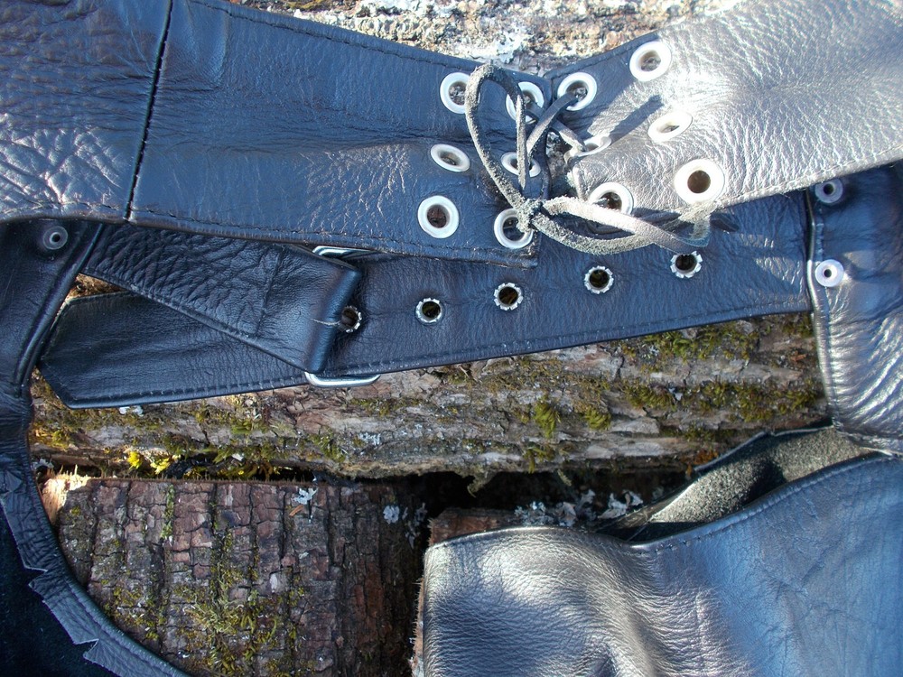 A-1 Genuine leather biker chaps black size small