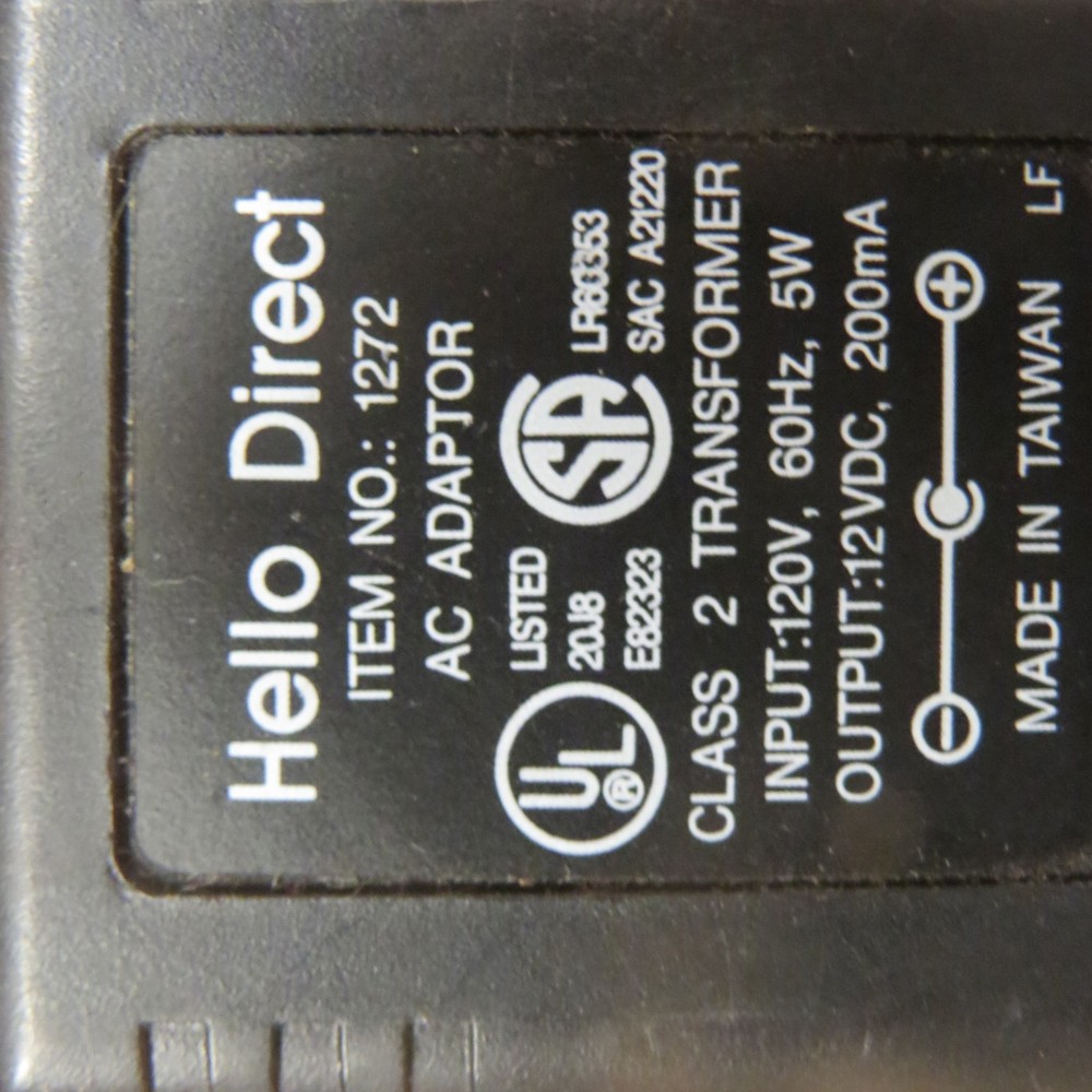 Hello Direct AC Adapter 1272 LR60353