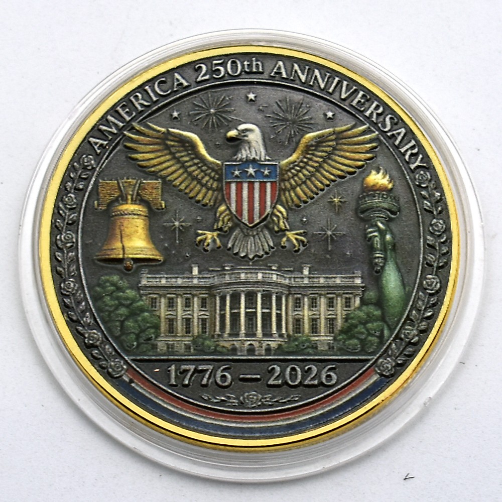 1776-2026 America 250th Anniversary Coin | Gold-Tone Patriotic Collectible Medal