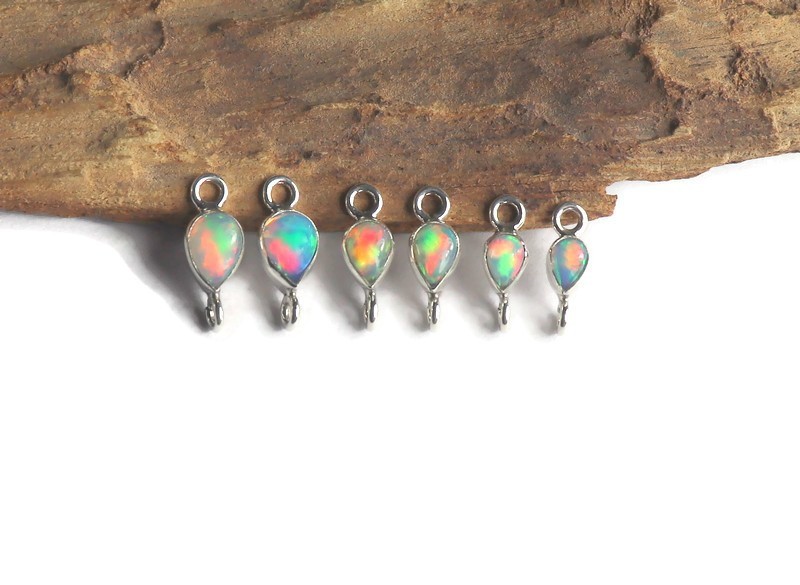 DIY opal supplies links sterling silver fire opal connector for jewelry making