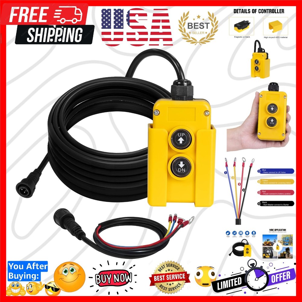 4 Wire Dump Trailer Remote Control Switch for Hydraulic Pump 12V DC for Lift ...
