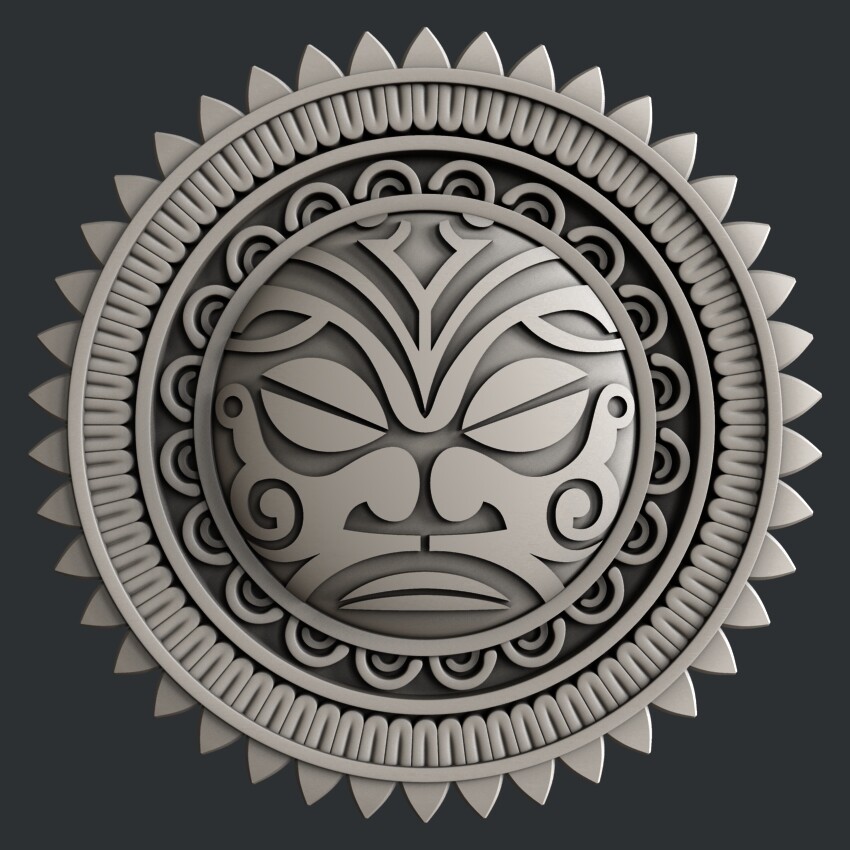 3d STL models for CNC, Artcam, Aspire, polynesia sun