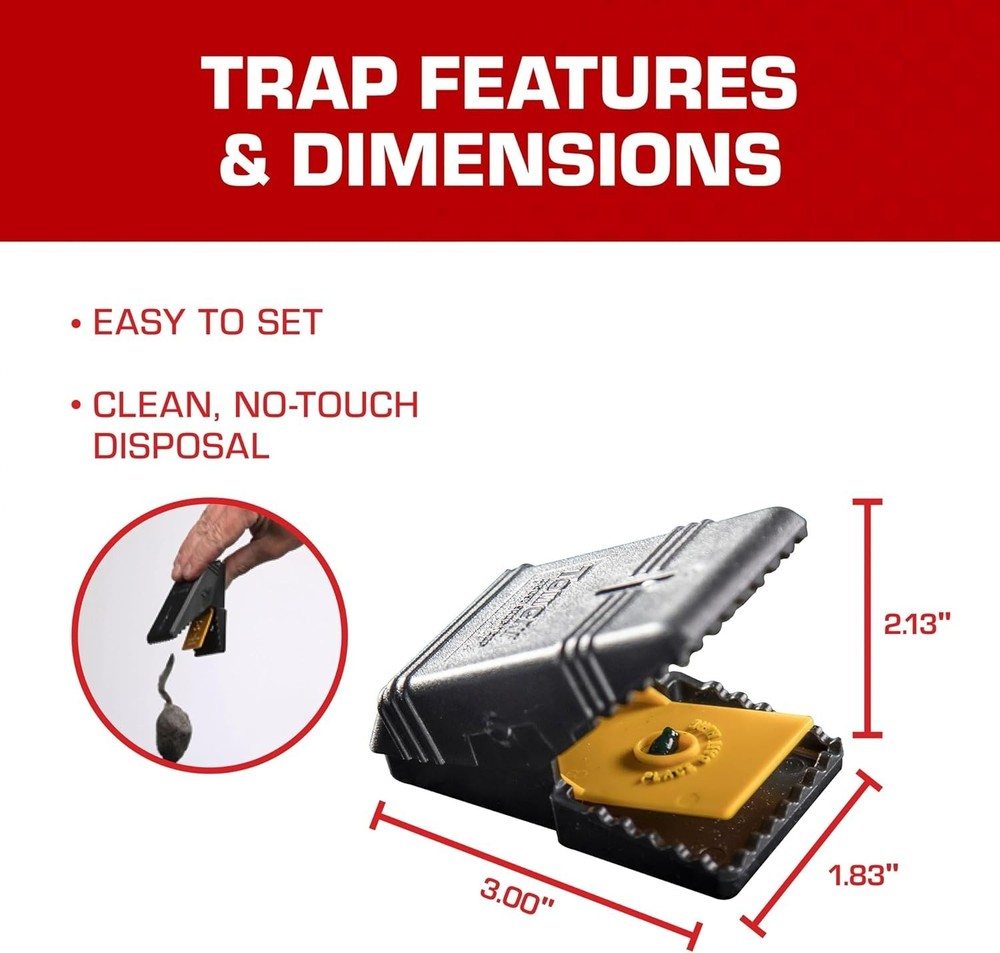 Mouse Snap Trap - Reusable Mouse Trap with No-Touch Disposal, Easy Set for In...
