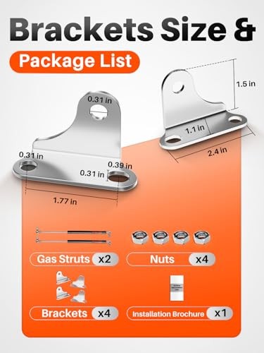 25 inch 100 lbs Gas Strut Shocks, 445 N Per Prop with L-Type 25inch 100lbs