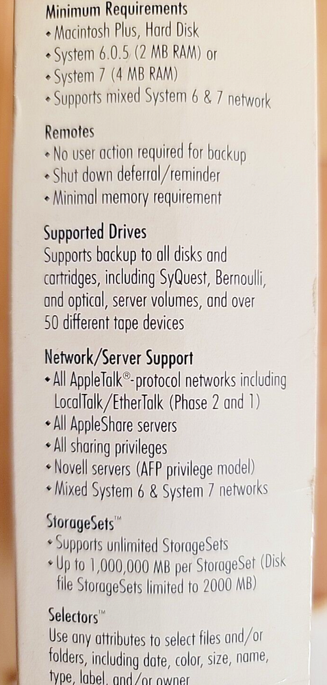 Dantz Retrospect Macintosh Backup Software 3.0 1995 Mac Apple 3.5" Floppy (READ)