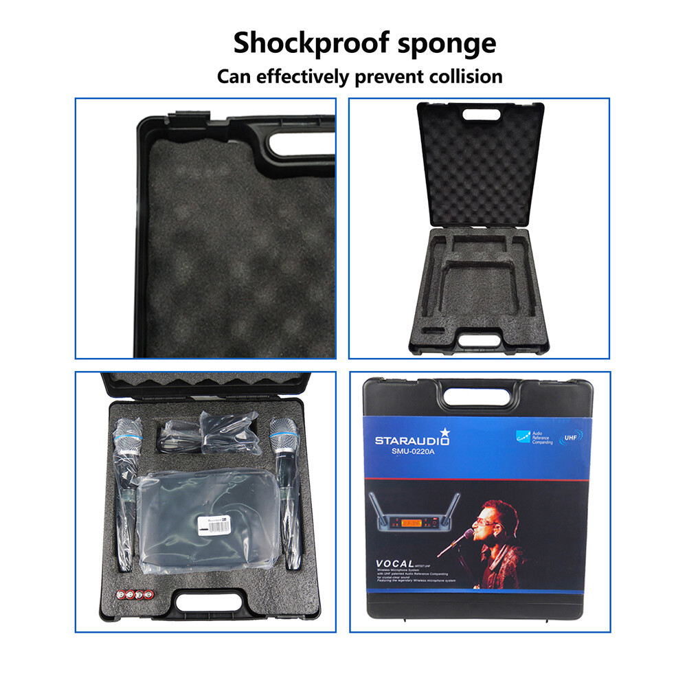 UHF Wireless Microphone System 2 Channel Dynamic Handheld Mic Karaoke Audio Mic