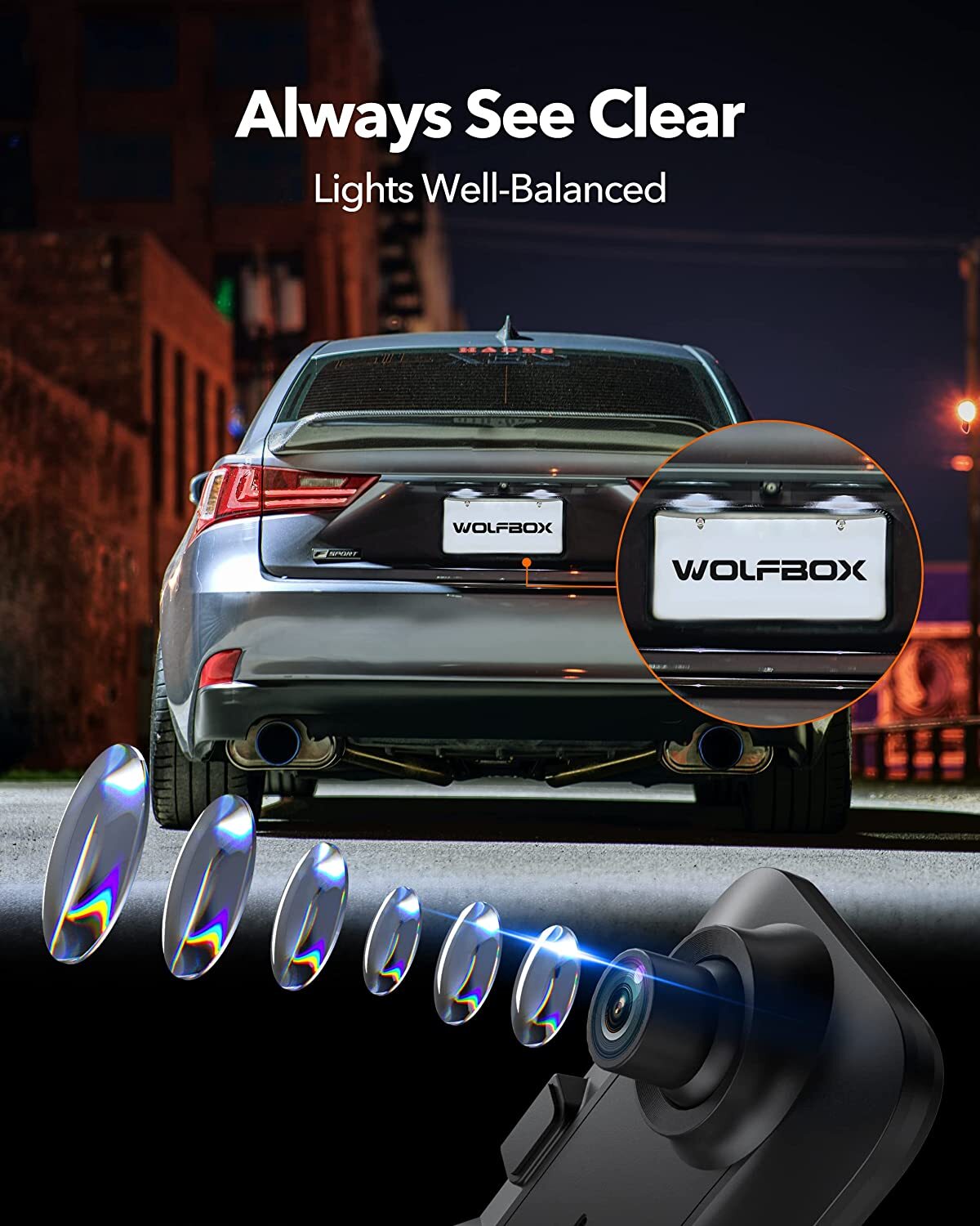 WOLFBOX 4K 12" Dash Cam Mirror GPS Car Rear View Backup Dual Camera Night Vision