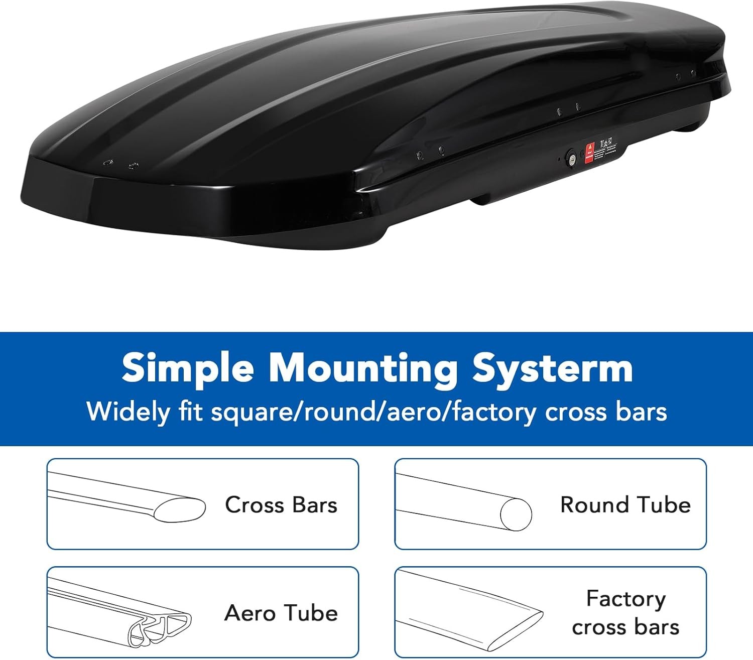 XXL 17 Cu. Ft Car Top Cargo Carrier Vehicle Roof Mount Luggage Storage Box W/Key