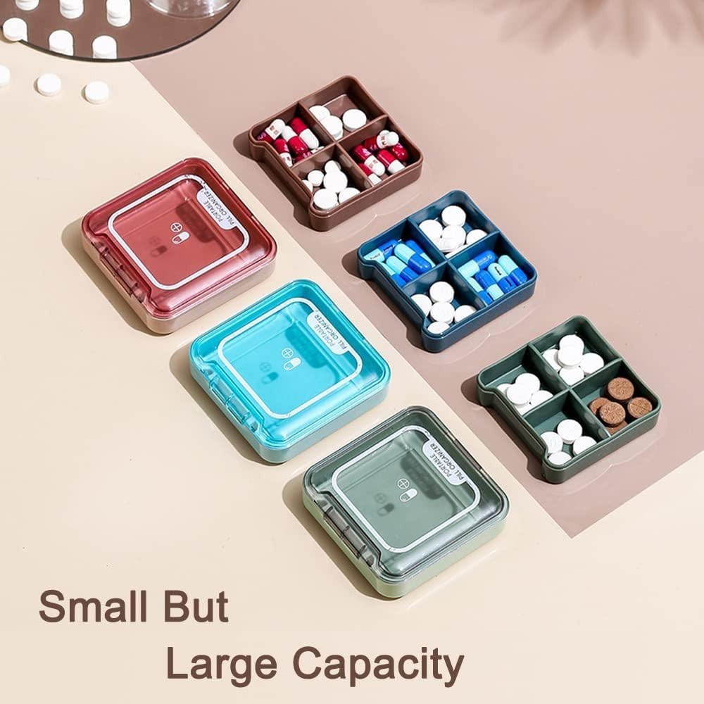 Compact Moistureproof Pill Case - 4 Separate Compartments for Organized Vitamins