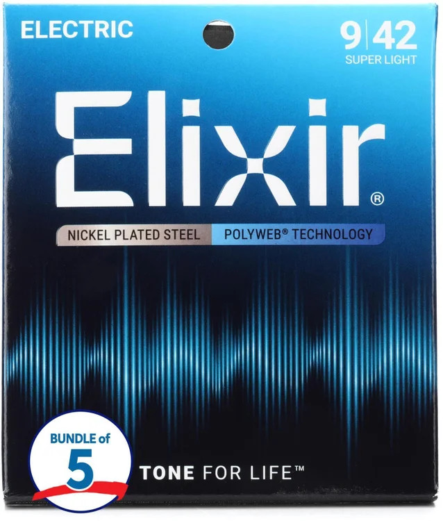 Elixir Strings 12000 Polyweb Electric Guitar Strings - .009-.042 Super Light