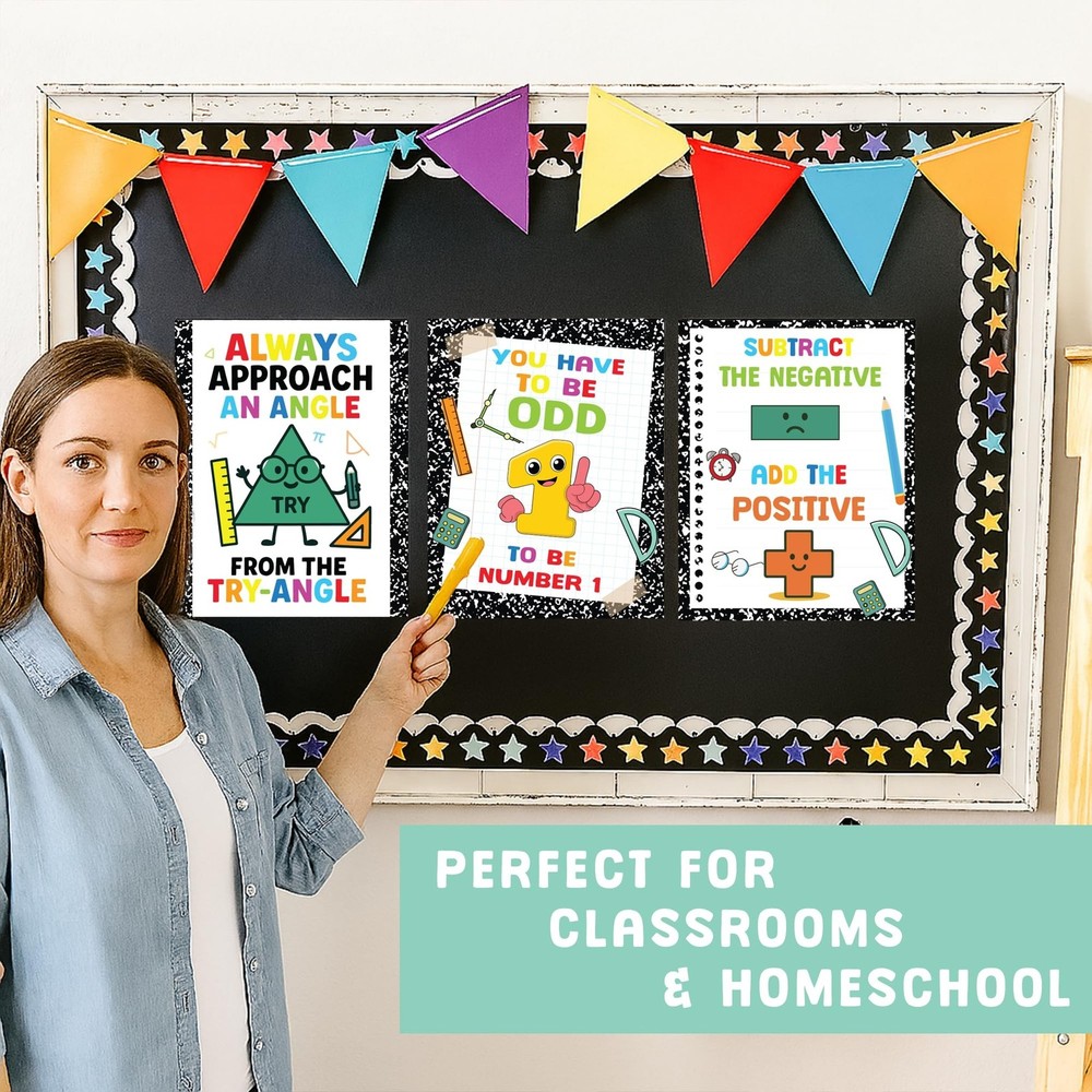 KATINAT 6pcs Math Posters for Middle School, Elementary and High School, Math...