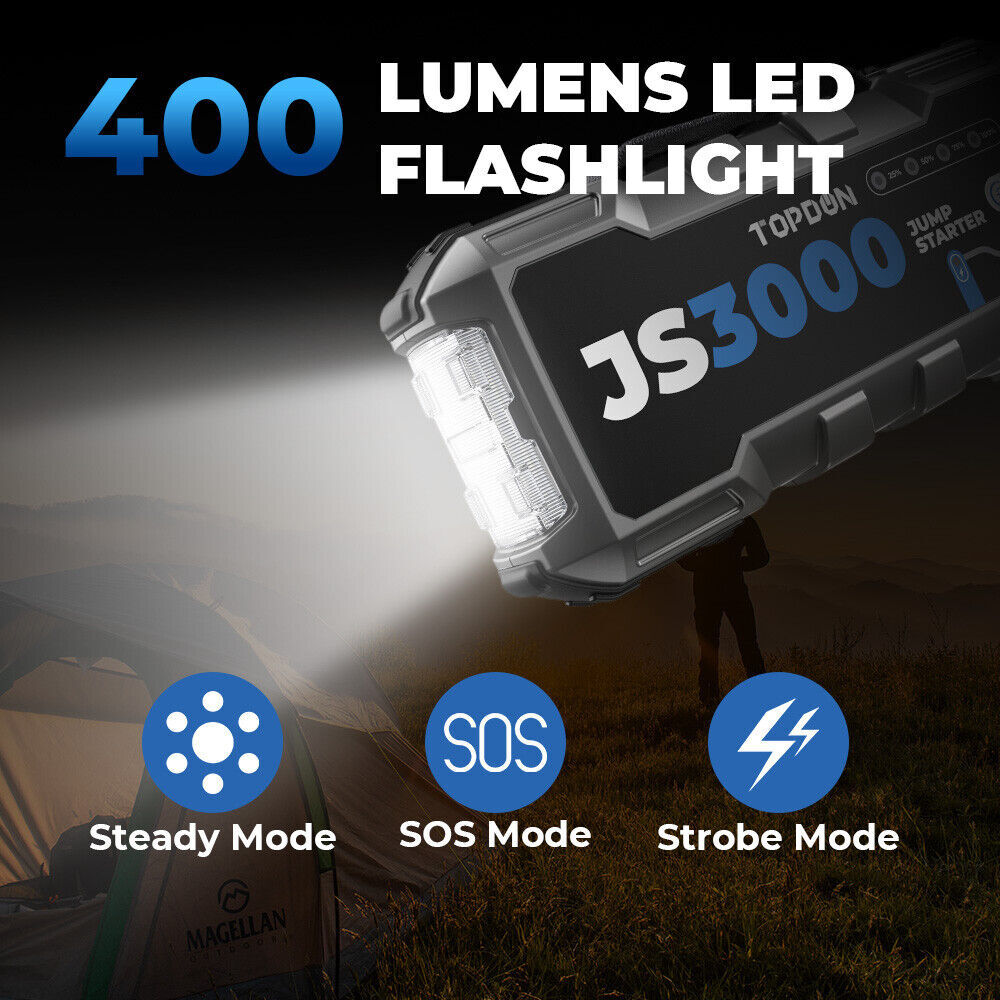 TOPDON JS3000 Jump Starter 3000 Peak Amps 12 Volt Jumper Starter Battery Booster